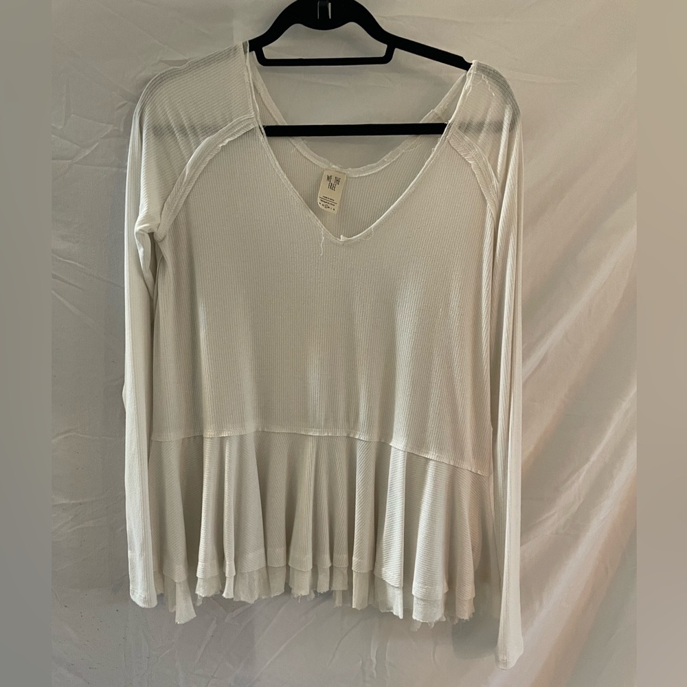 We The Free Flowy White Long Sleeve Top